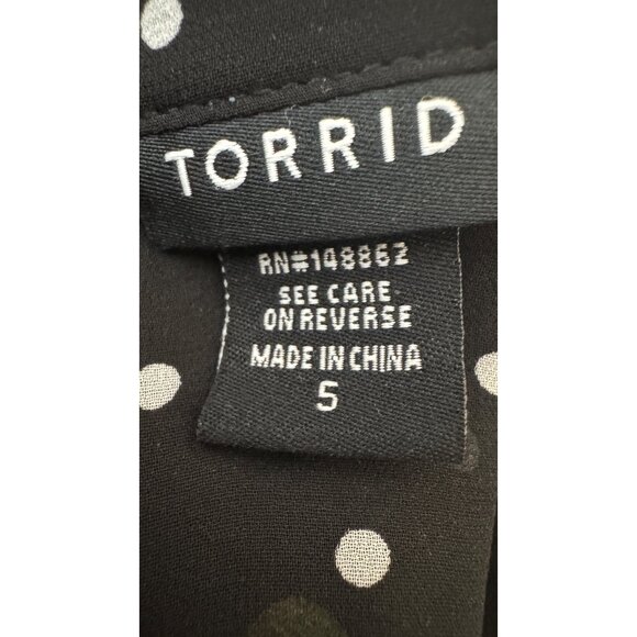 2/$30Torrid Plus Size 5 Black Sheer Polka Dot Yellow Black Tunic Top Ruffles - Picture 4 of 16